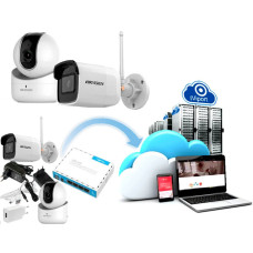 Хмарний комплект для дому та вулиці: 2 камери Hikvision DS-2CV2Q21FD-IW, DS-2CD2041G1-IDW1 і роутер MikroTik