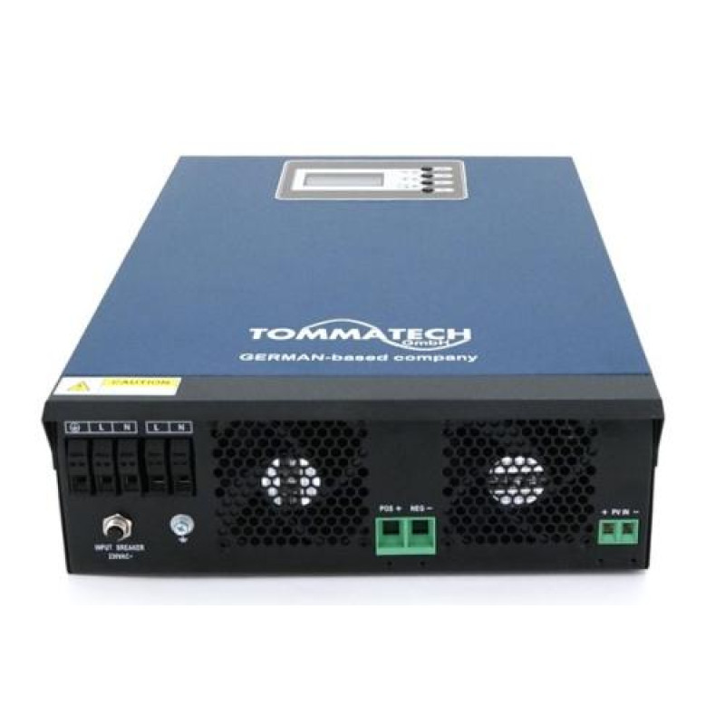 Гібридний інвертор TOMMATECH 5K 48V 5000W струм заряду 60А ШИМ (TT-NEW5K), 5000ВТ, 48В, 60А, АКБ (GEL/AGM/LiFePO4/Li-ion, 60А/105А), МРРТ 1 (2400ВТ, 18А), IP21