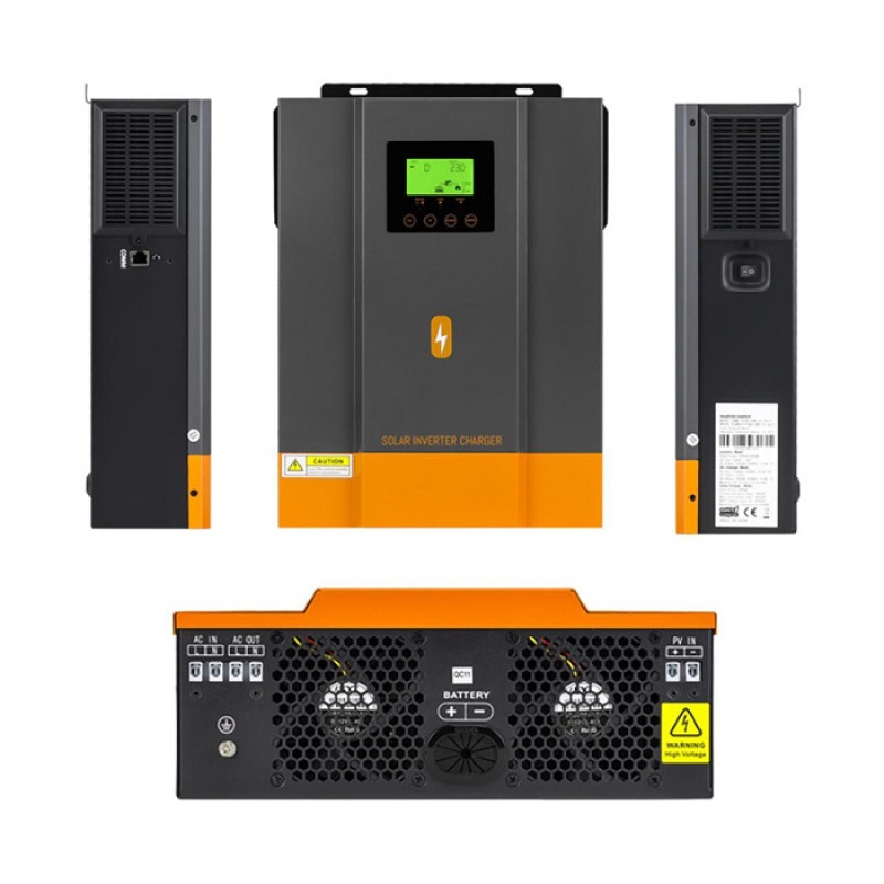 Гібридний інвертор PowMr POW-HVM3,2H-24V-N, 3.2 кВт, 24V, однофазний, RS232, AC Output/Input, Wi-Fi, ККД 93%, чиста синусоїда, максимальний зарядний струм 60А/80А, MPPT 1 трекер, -10 - +50°С