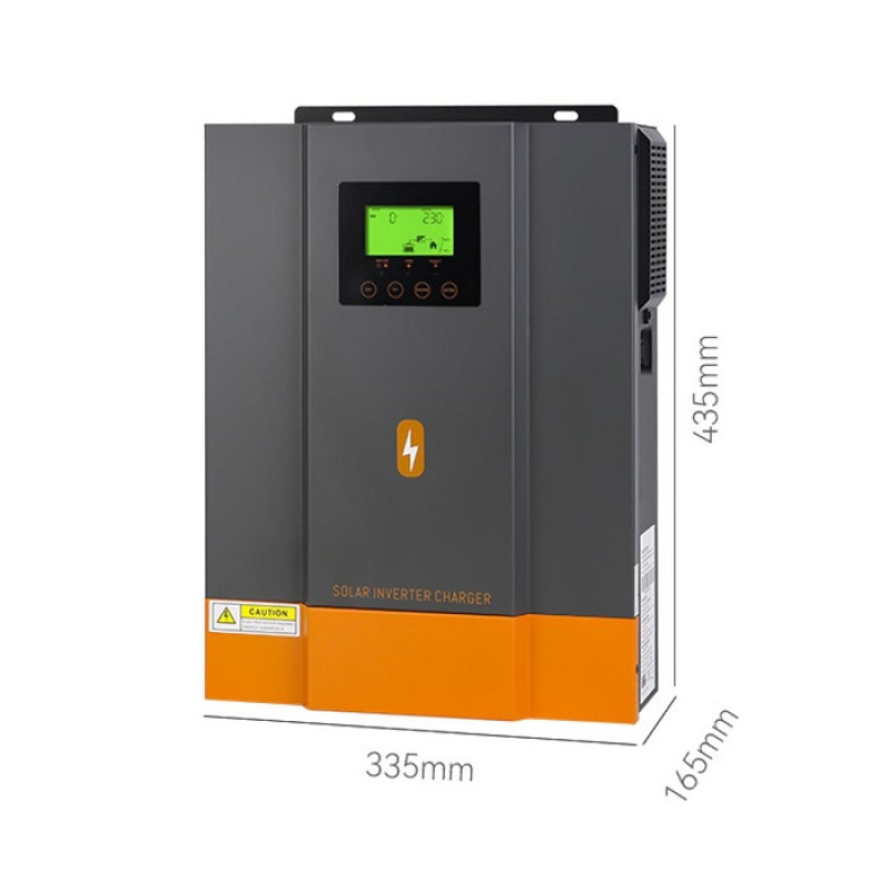 Гібридний інвертор PowMr POW-HVM3,2H-24V-N, 3.2 кВт, 24V, однофазний, RS232, AC Output/Input, Wi-Fi, ККД 93%, чиста синусоїда, максимальний зарядний струм 60А/80А, MPPT 1 трекер, -10 - +50°С