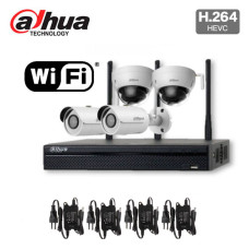4 камерний вуличний Wi-Fi комплект 4 Мп відеоспостереження DH-NVR4104HS-W-S2/IPC-HFW1435SP-W/IPC-HDBW1435EP-W