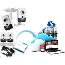 Хмарний комплект для приміщення: 2 камери Hikvision DS-2CD2421G0-IW і роутер MikroTik