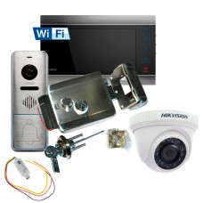 Комплект Wi-Fi IP відеодомофона ARNY AVD-720M + виклична панель AVP-NG420 (125°) + замок Atis Lock SS + 2 Мп камера