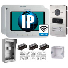 IP комплект 2 Wi-Fi відеодомофона DS-KH6310-W + двухабонентская DS-KV8202-IM