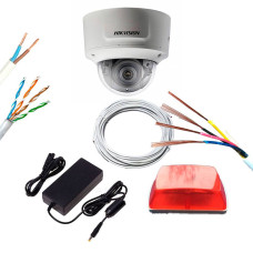 Комплект відеоспостереження охорони периметра на базі 5 Mp ZOOM камери DS-2CD2755FWD-IZS (2.8-12 мм) зі світлозвуковим сповіщувачем