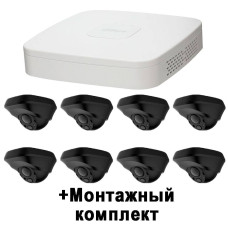 2МП ширококутний HDCVI комплект із записом звуку на базі Dahua DHI-XVR5108C-X1 + 8 камер 2Мп