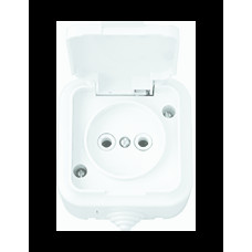 Розетка бризкозахищена без заземлення з кришкою РА16-296 IP54